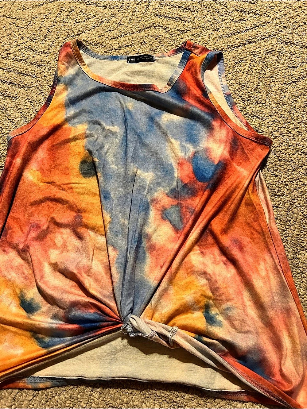 SHEIN Tie-Dye Tank Top in Orange & Blue Size large